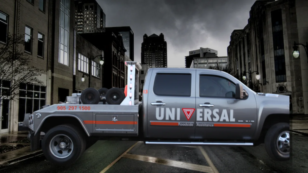 Universal Roadside Assistance service truck available for roadside assistance in Hamilton
